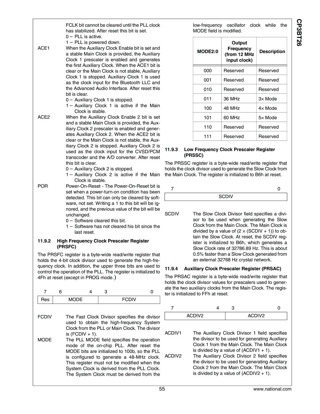 National CP3BT26 manual MODE20 