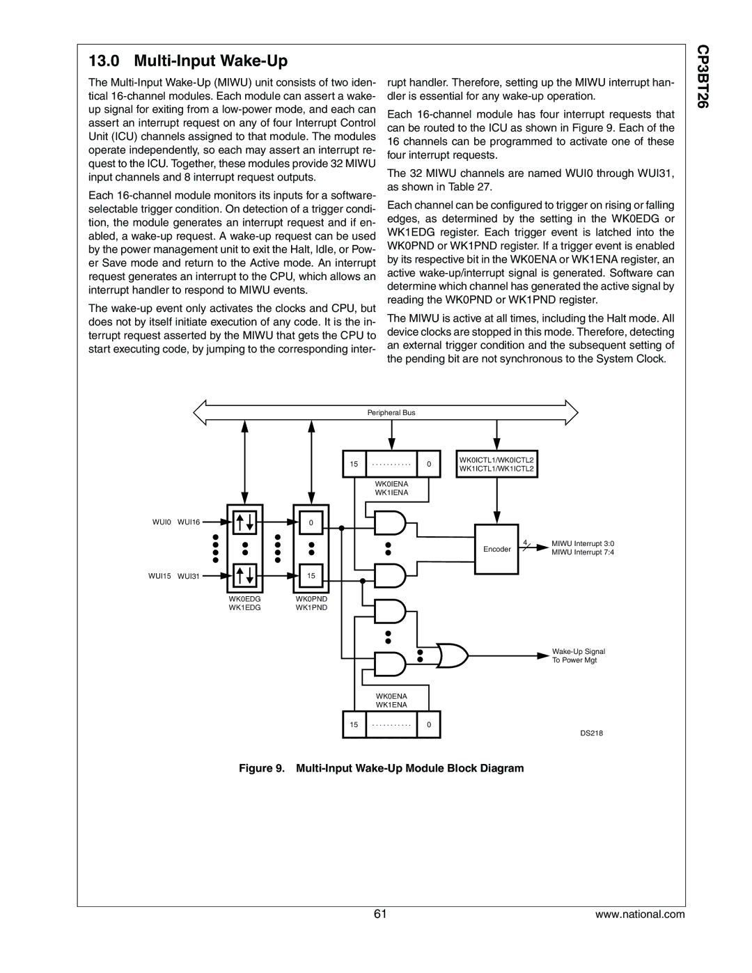 National CP3BT26 manual Multi-Input Wake-Up Module Block Diagram 