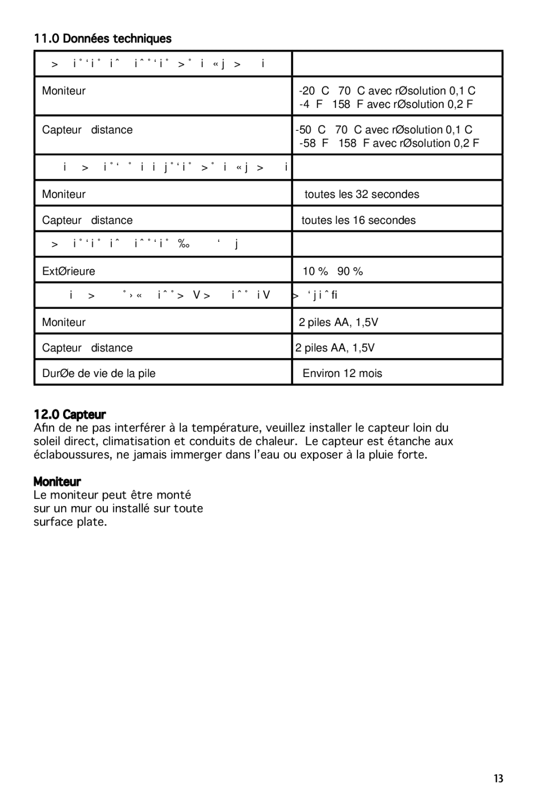 National Geographic 260NE manual ““iÊ`iÊ“iÃÕÀiÃÊ`iÊÊÌi“«jÀÌÕÀi, ˜ÌiÀÛiÊ`ÕÊÀiiÛjÊ`iÊÊÌi“«jÀÌÕÀi 