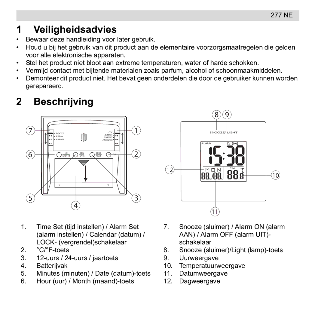 National Geographic 277 NE manual Veiligheidsadvies, Beschrijving 