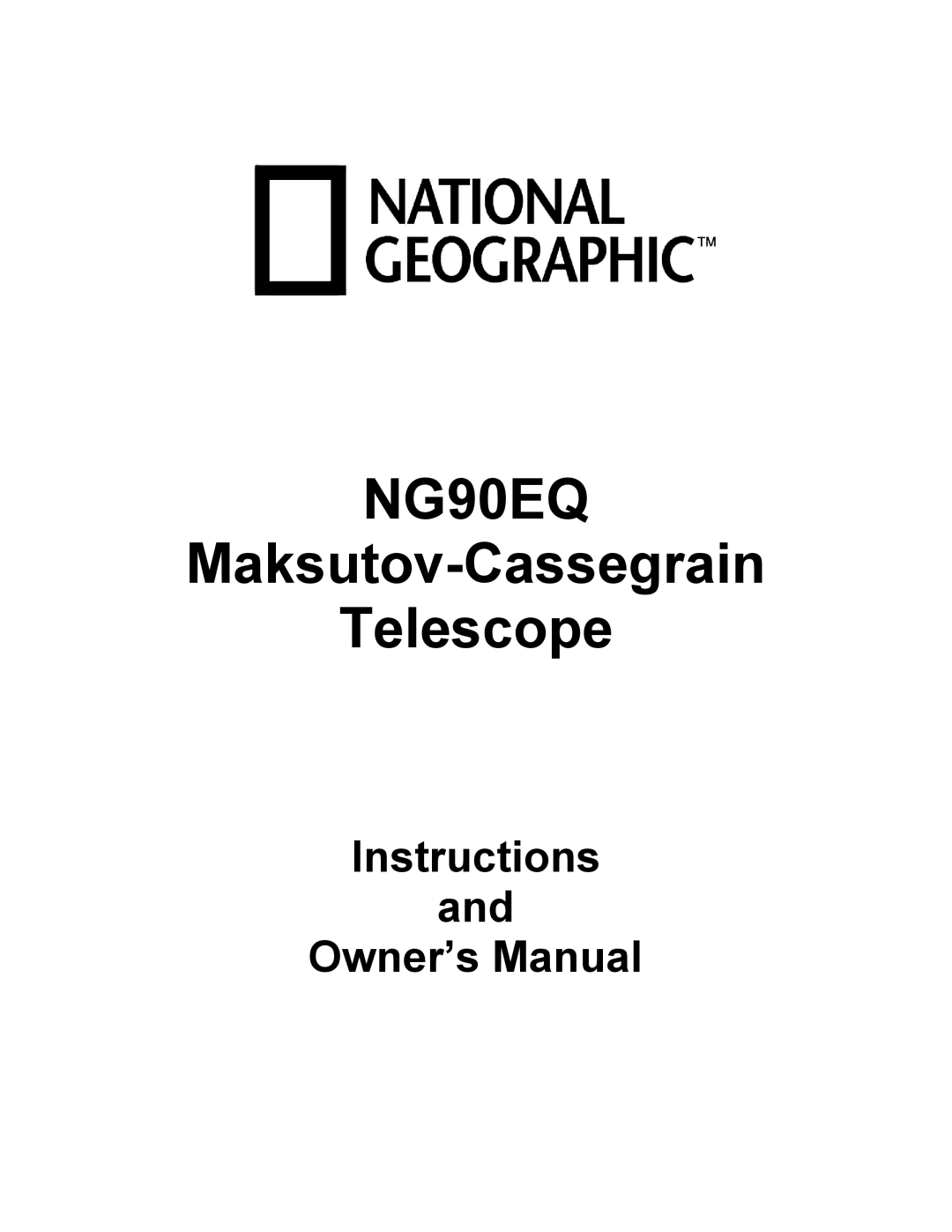 National Geographic NG90EQ owner manual 