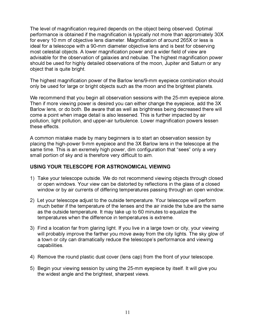 National Geographic NG90EQ owner manual Using Your Telescope for Astronomical Viewing 