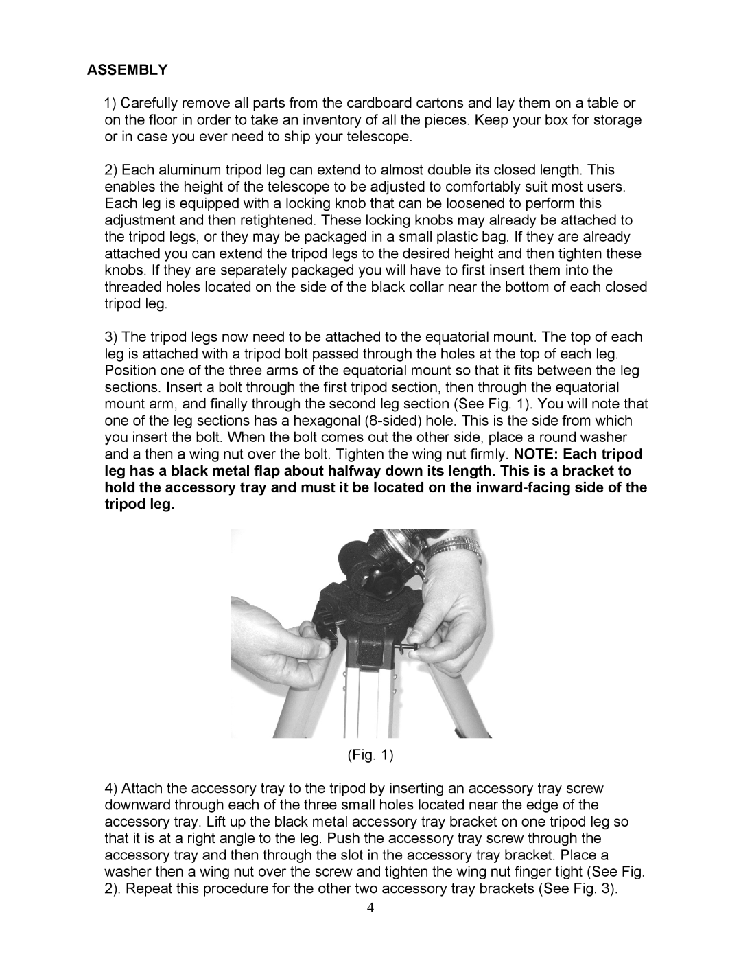 National Geographic NG90EQ owner manual Assembly 