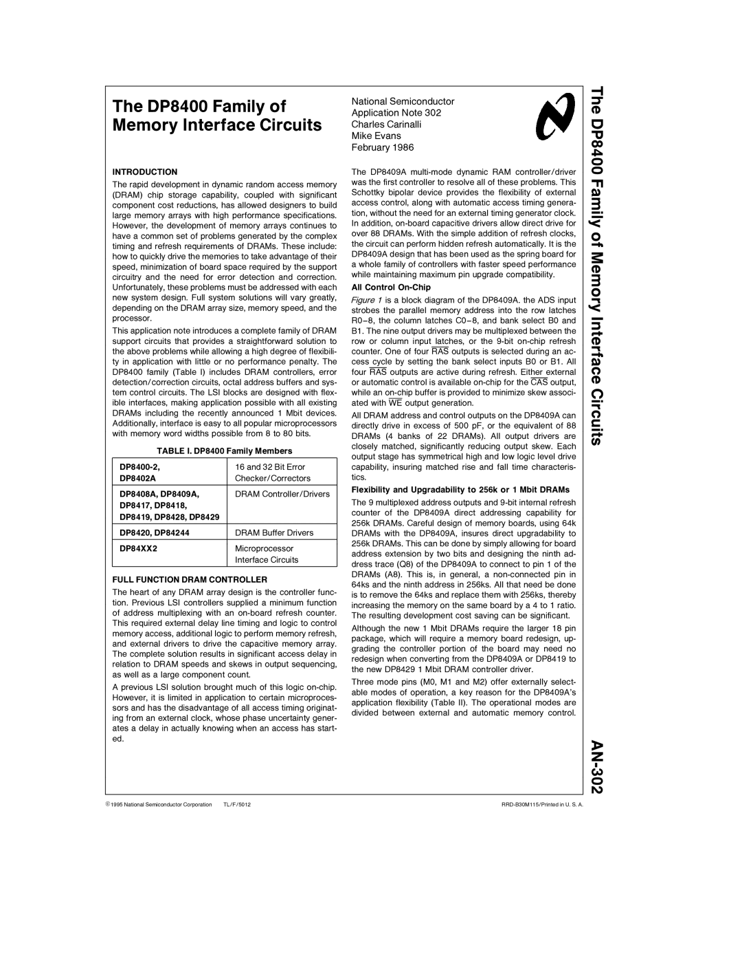 National Instruments DP8400 specifications Introduction, DP84XX2, Full Function Dram Controller 