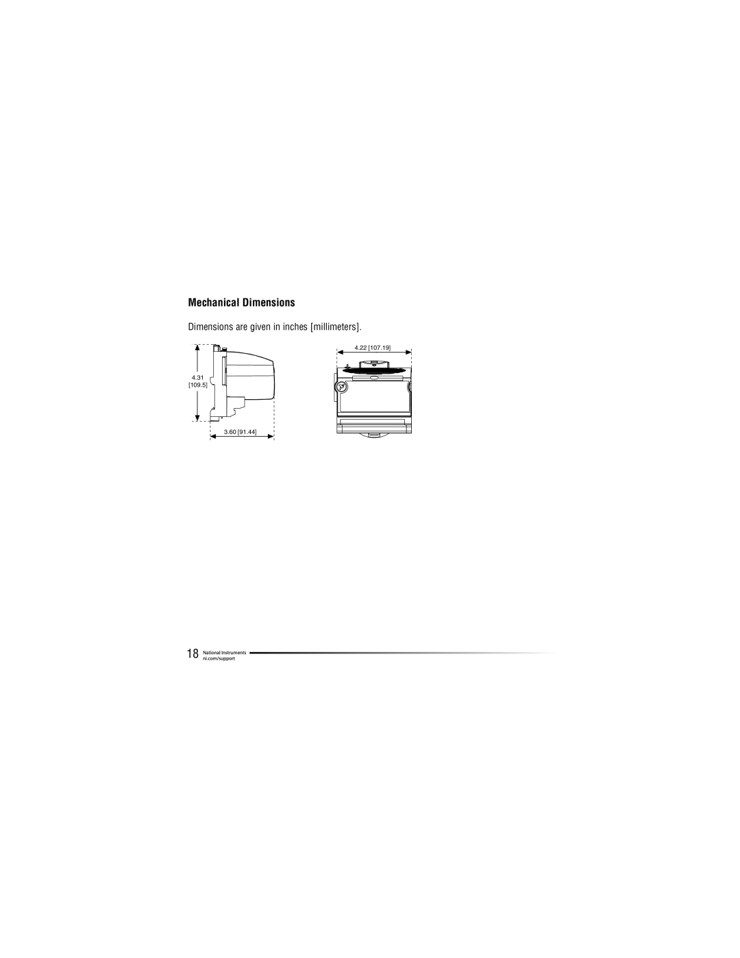 National Instruments FP-1600, network module quick start Mechanical Dimensions 