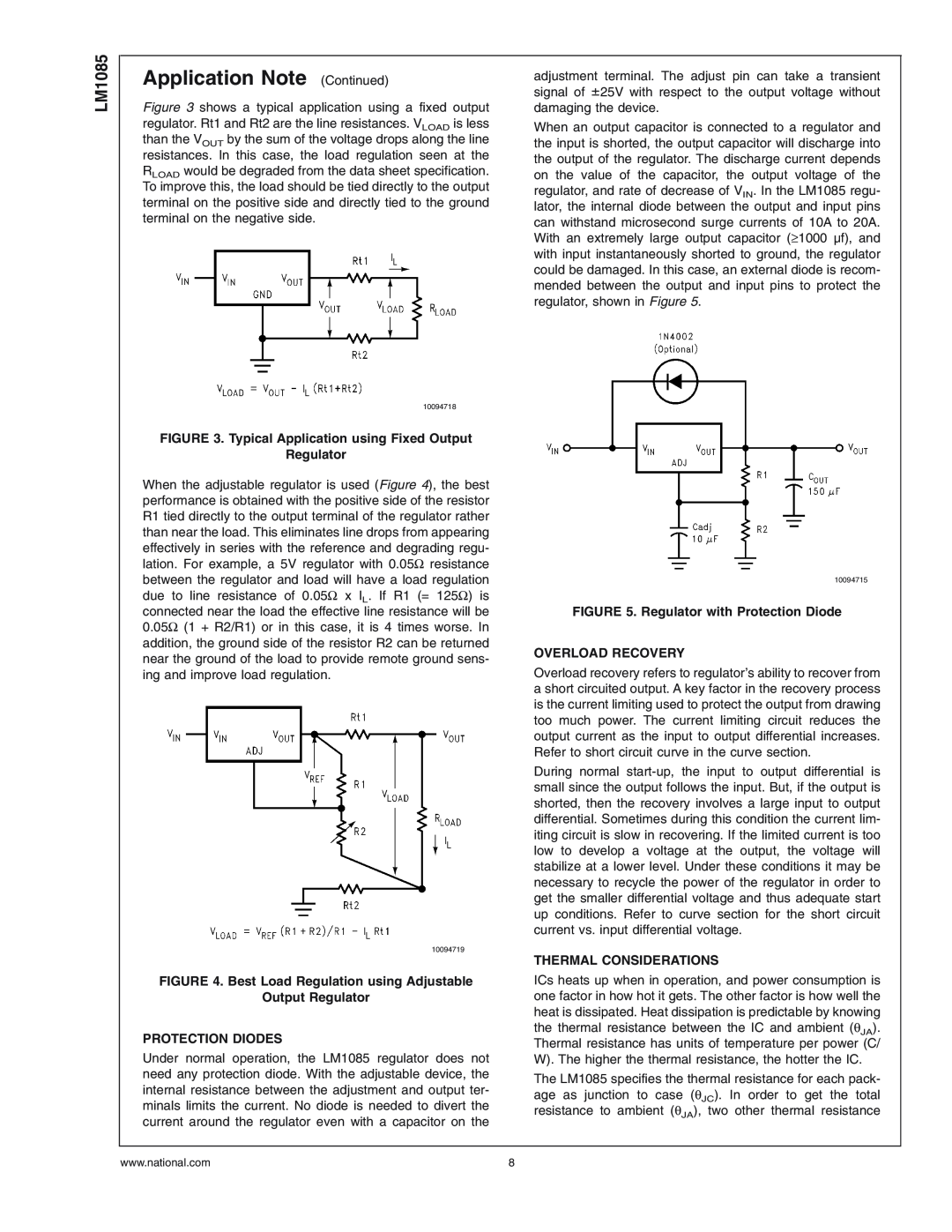 National Instruments LM1085 Series manual Application Note Continued, Typical Application using Fixed Output, Regulator 
