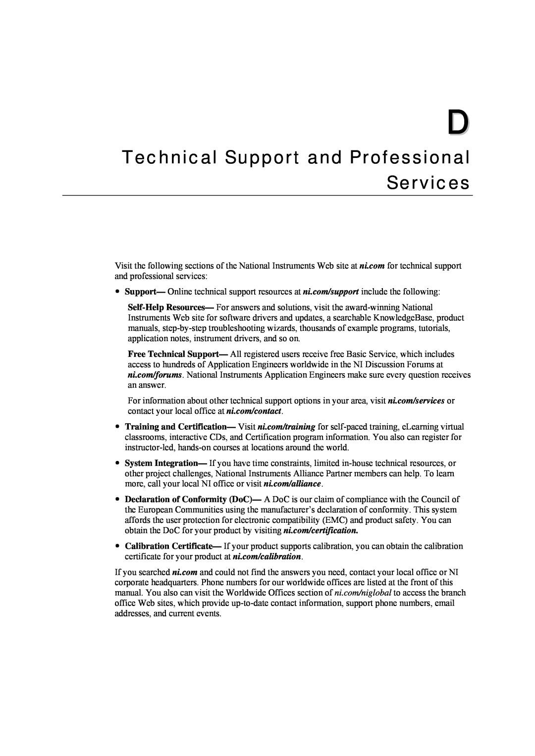 National Instruments WAP-3701, WAP-3711 user manual Technical Support and Professional Services 