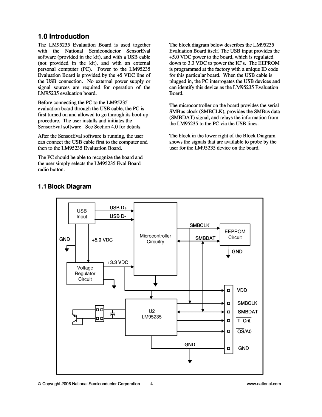 National LM95235 manual Introduction, 1.1Block Diagram 