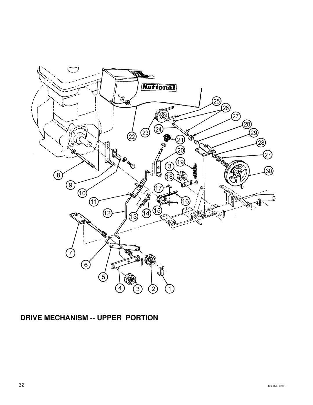 National Mower 68 SR, 68 DL owner manual Drive Mechanism -- Upper Portion 