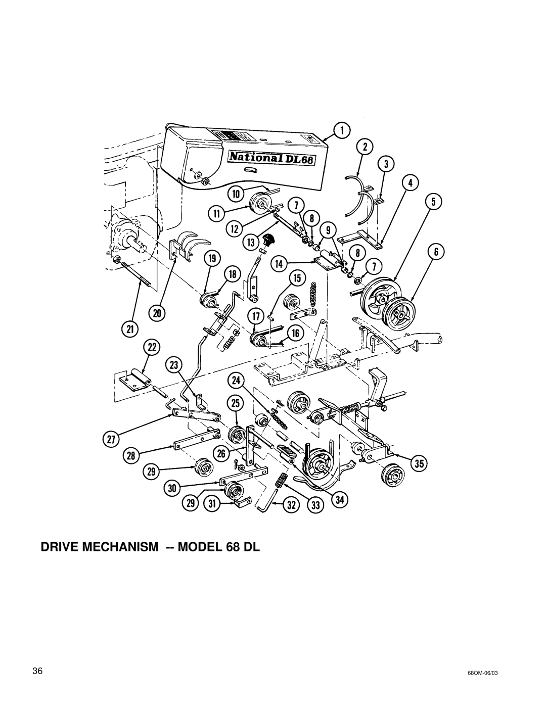 National Mower 68 SR owner manual Drive Mechanism -- Model 68 DL 