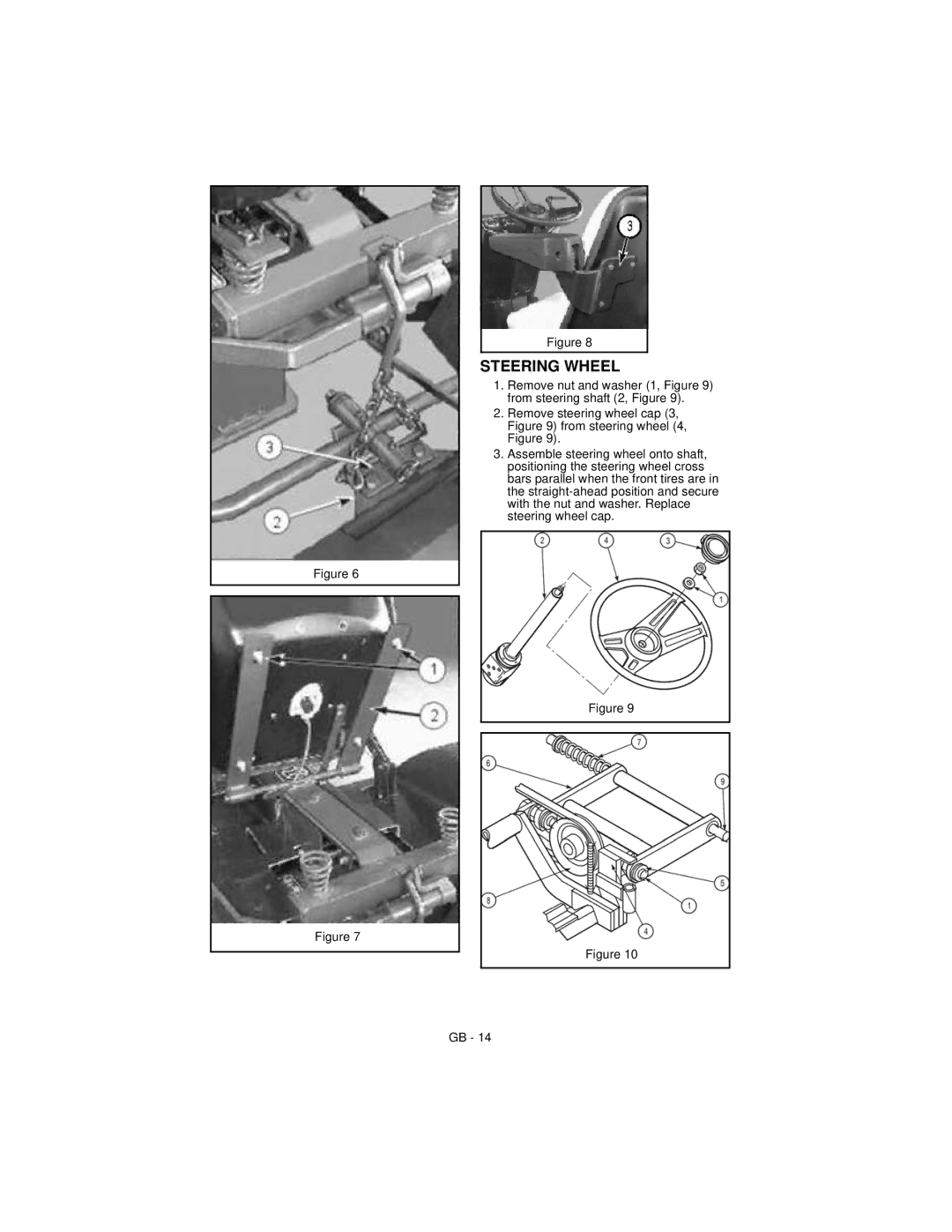 National Mower 99500500-8400 manual Steering Wheel 