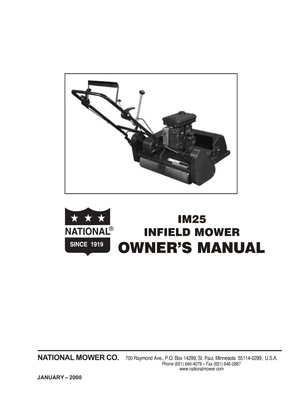 National Mower IM25 manual Infield Mower 