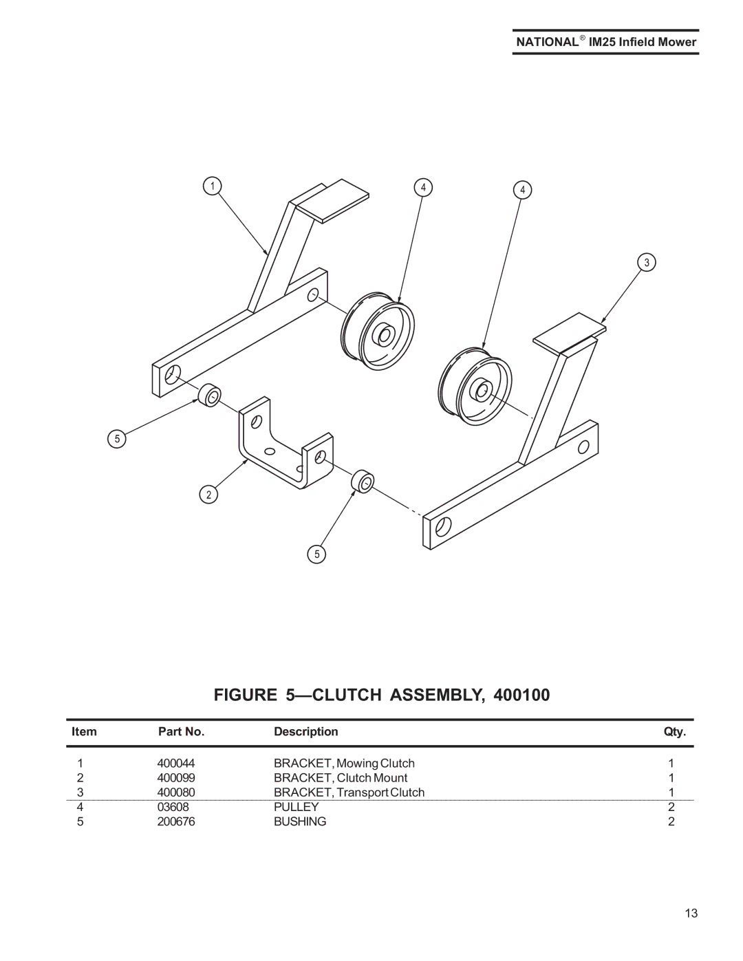 National Mower IM25 manual Clutch Assembly, Bushing 