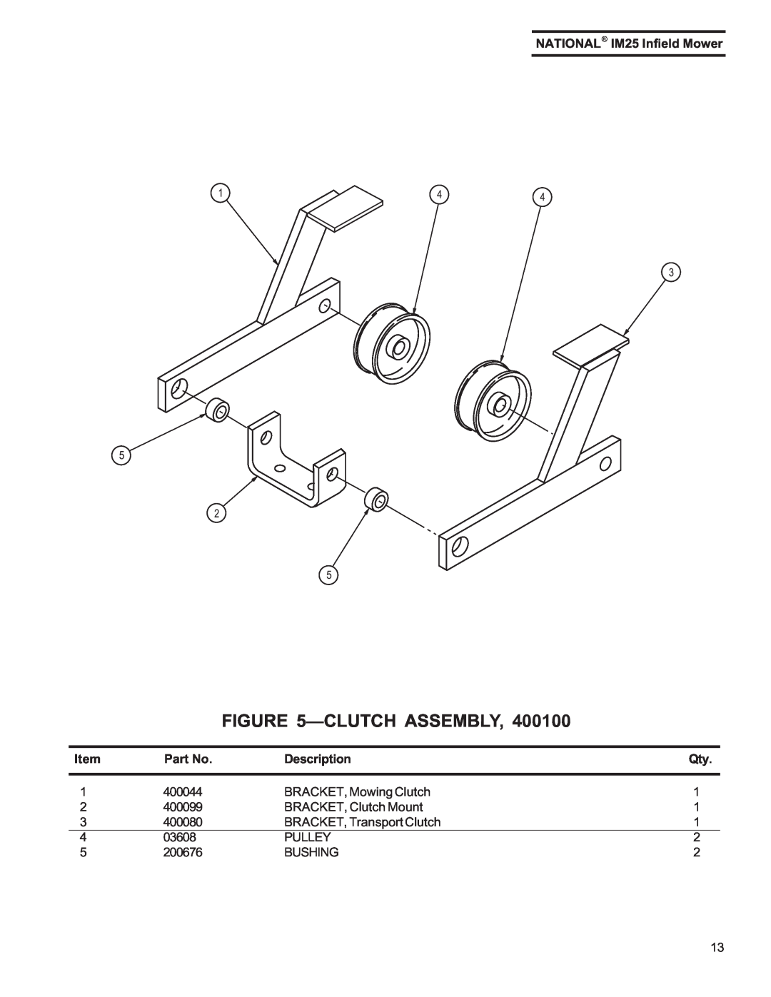 National Mower IM25 manual Clutch Assembly 