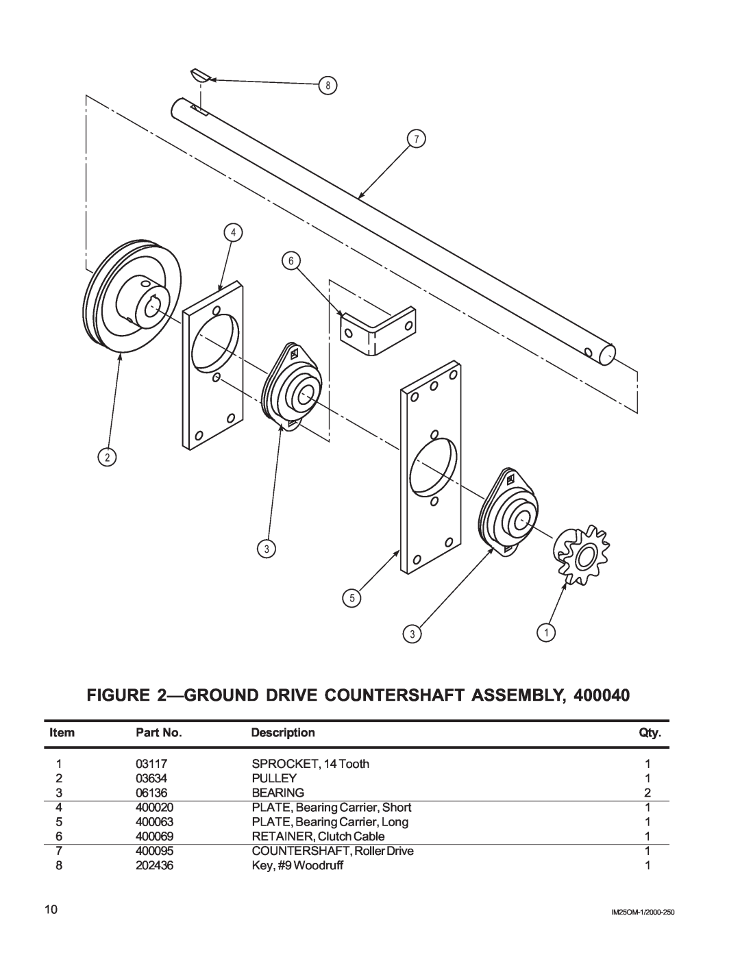 National Mower IM25 manual Ground Drive Countershaft Assembly 