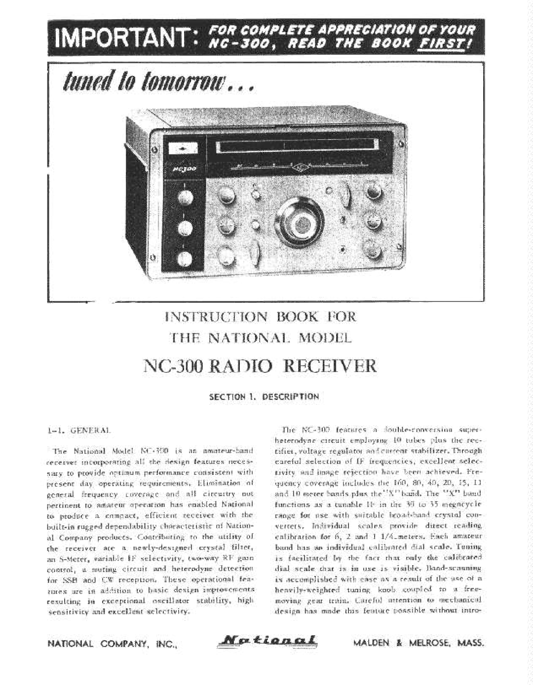 National Products NC-300 manual 