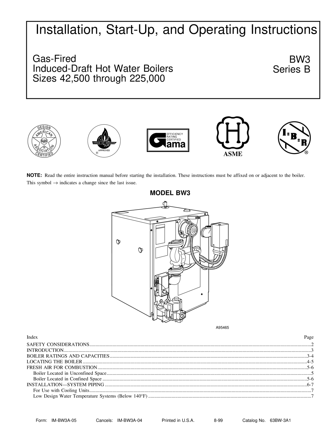 National Products BW3, Series B instruction manual Installation, Start-Up, and Operating Instructions, Index 