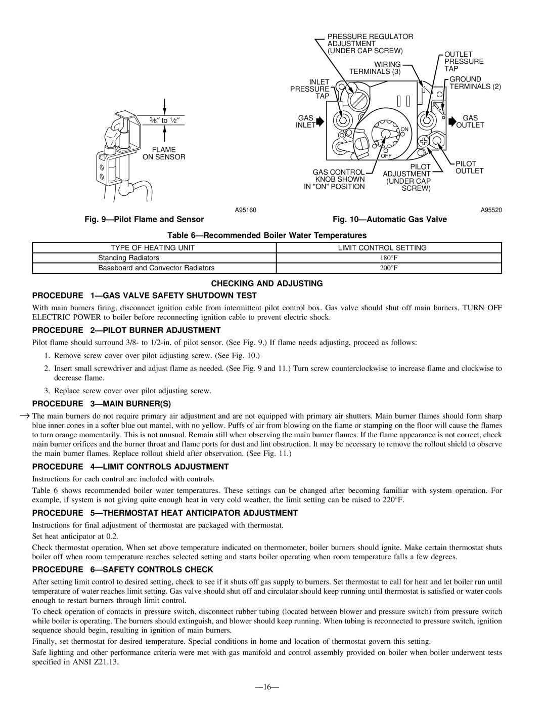 National Products Series B, BW3 instruction manual Procedure 2ÐPILOT Burner Adjustment, Procedure 3ÐMAIN Burners 