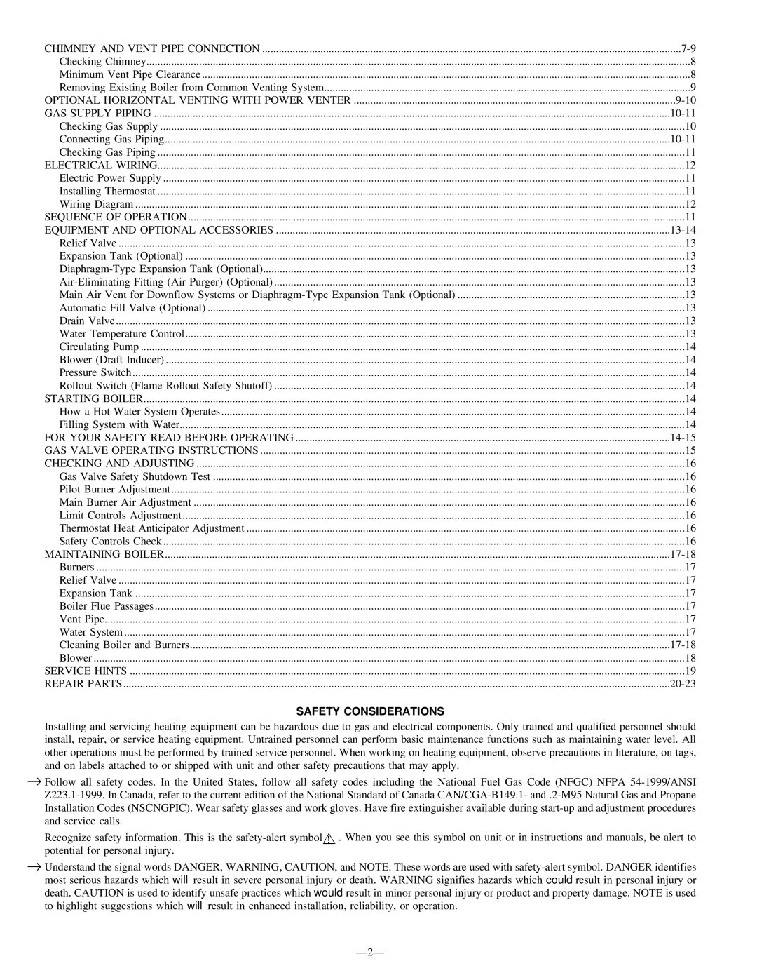 National Products Series B, BW3 instruction manual Safety Considerations, Ð2Ð 