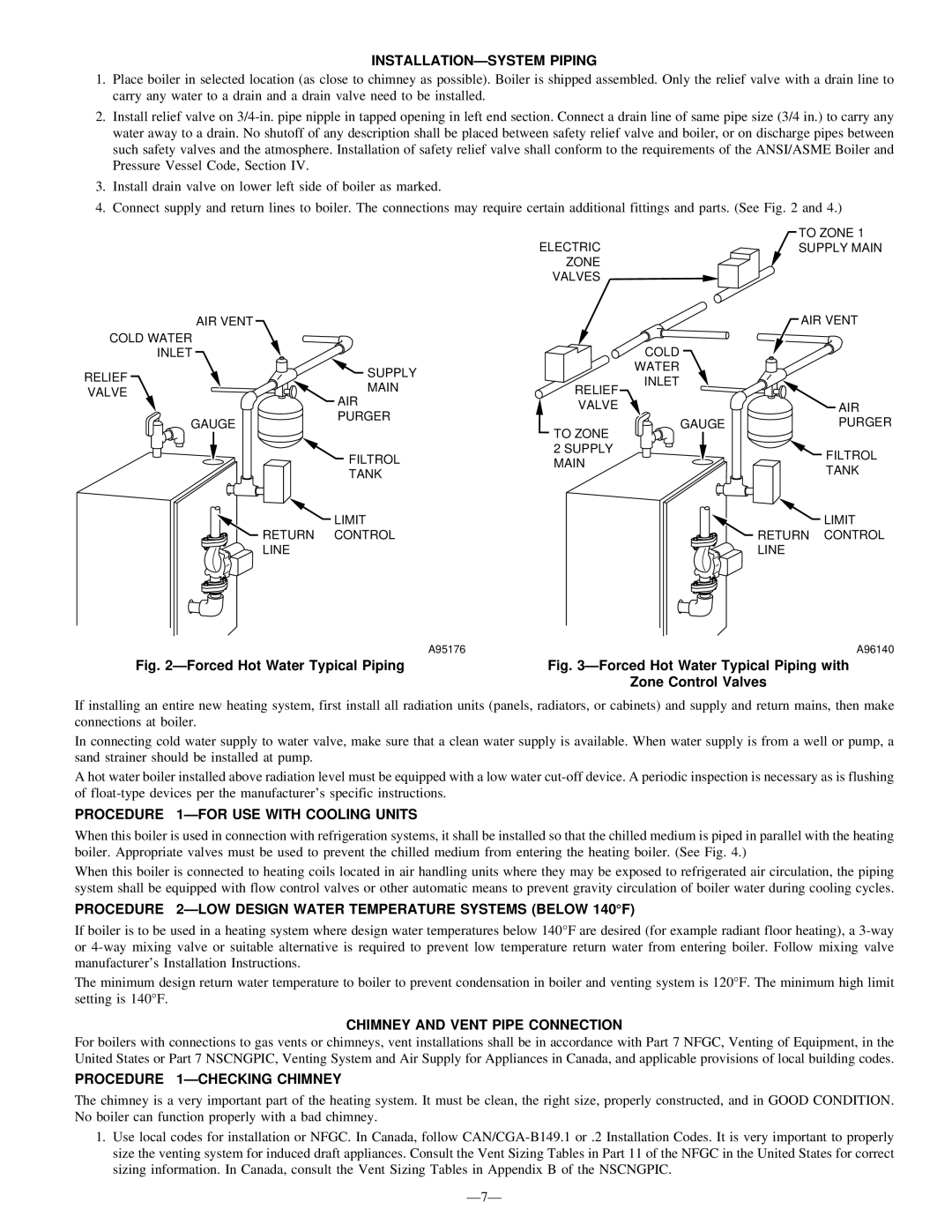 National Products BW3 Installationðsystem Piping, Procedure 1ÐFOR USE with Cooling Units, Chimney and Vent Pipe Connection 