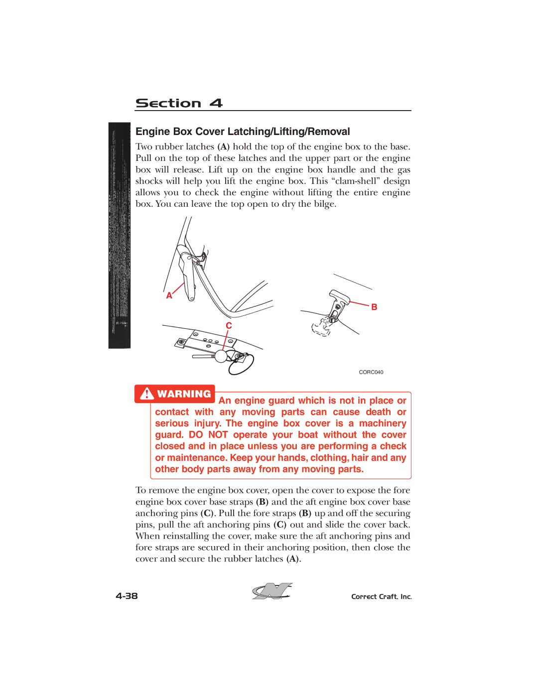 Nautique 2008 70141 manual Engine Box Cover Latching/Lifting/Removal 