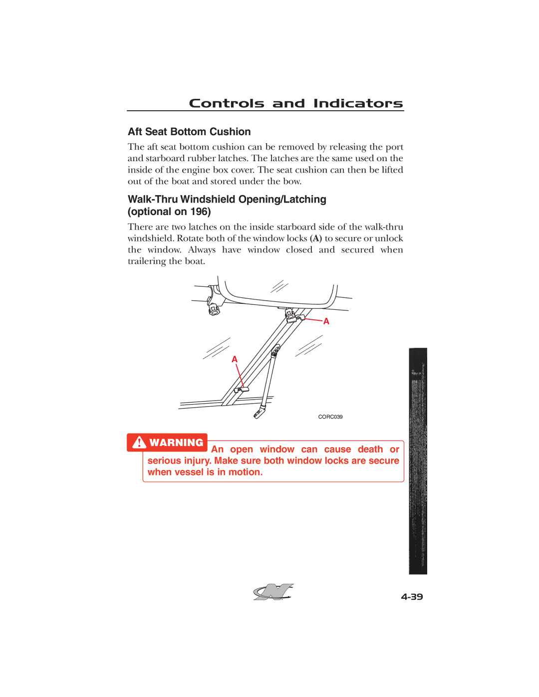 Nautique 2008 70141 manual Aft Seat Bottom Cushion, Walk-Thru Windshield Opening/Latching optional on 