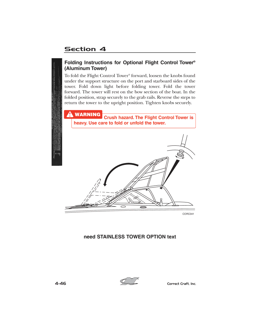 Nautique 2008 70141 manual Section, Need Stainless Tower Option text 