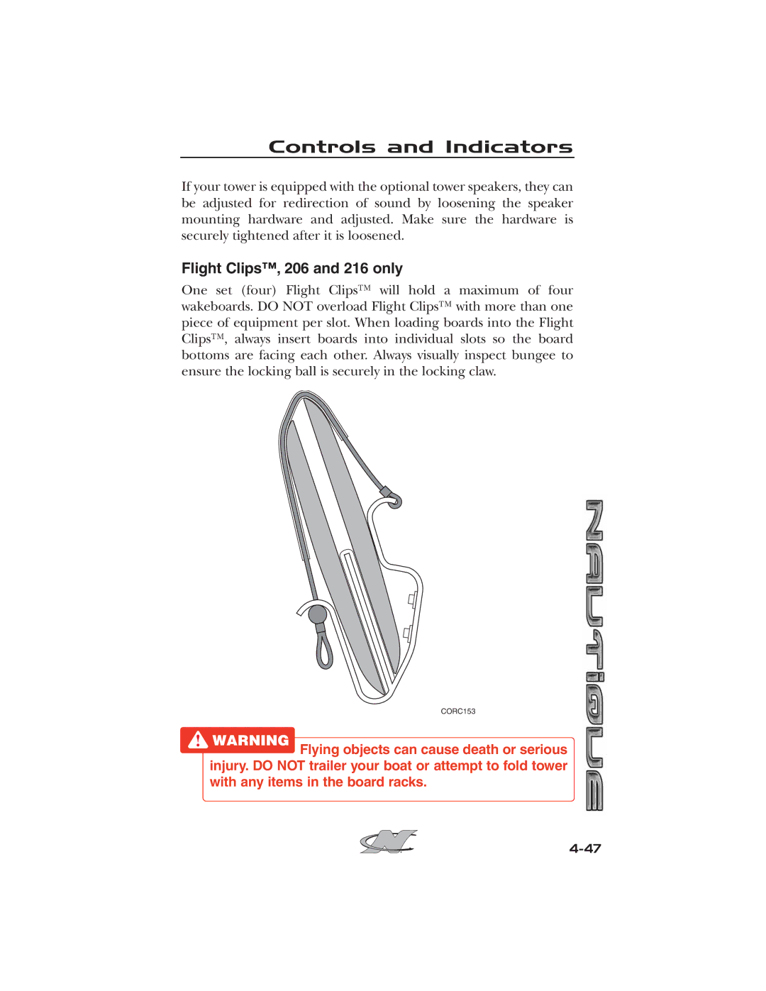 Nautique 2008 70141 manual Flight Clips, 206 and 216 only 