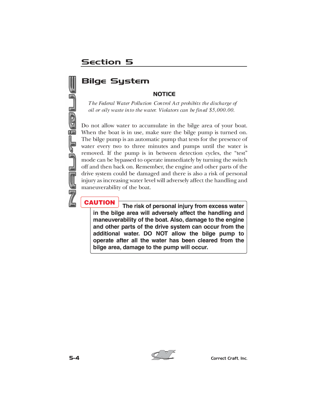 Nautique 2008 70141 manual Section Bilge System 