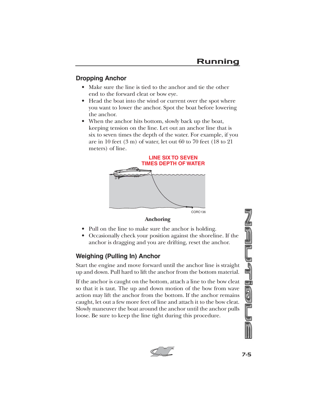 Nautique 2008 70141 manual Dropping Anchor, Weighing Pulling In Anchor, Anchoring 