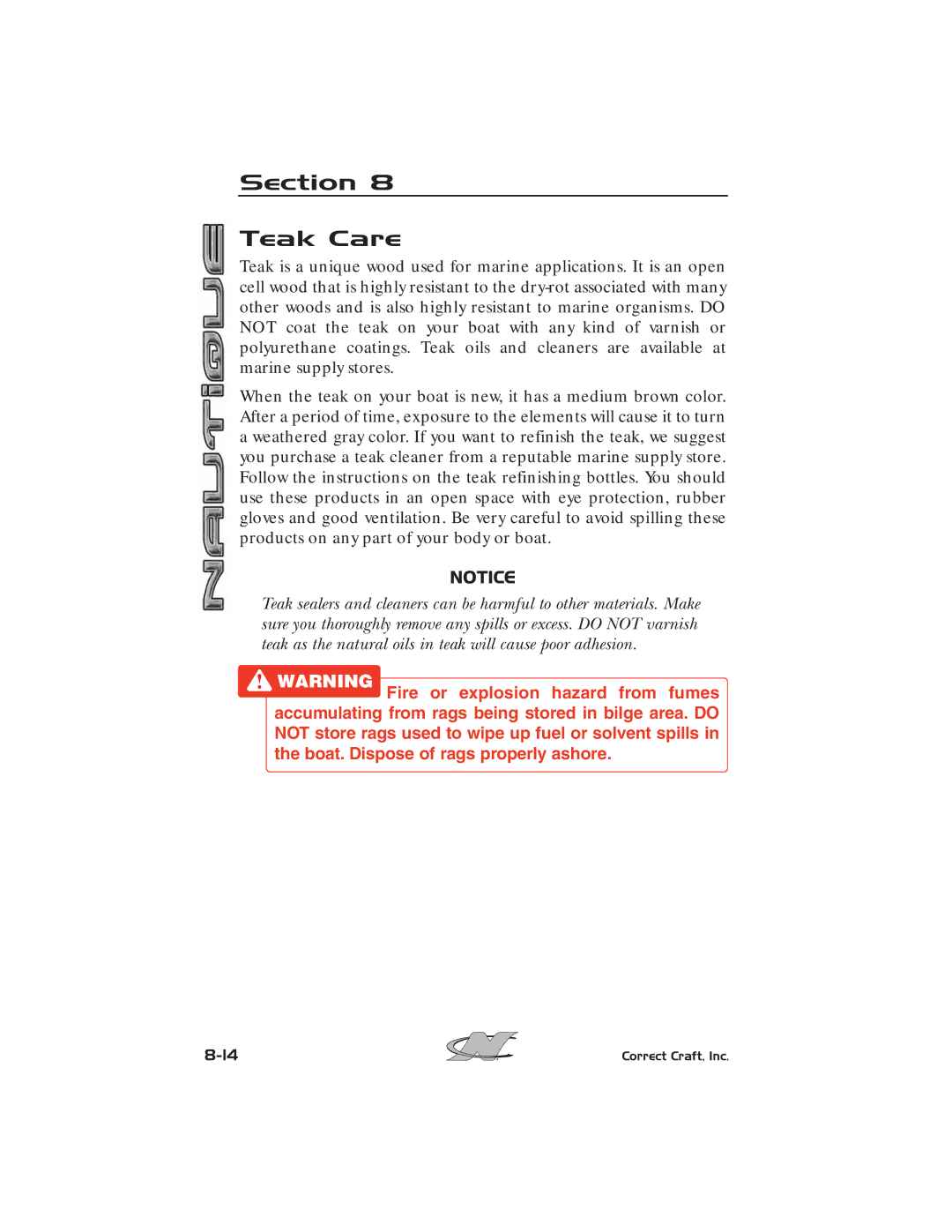 Nautique 2008 70141 manual Section Teak Care 