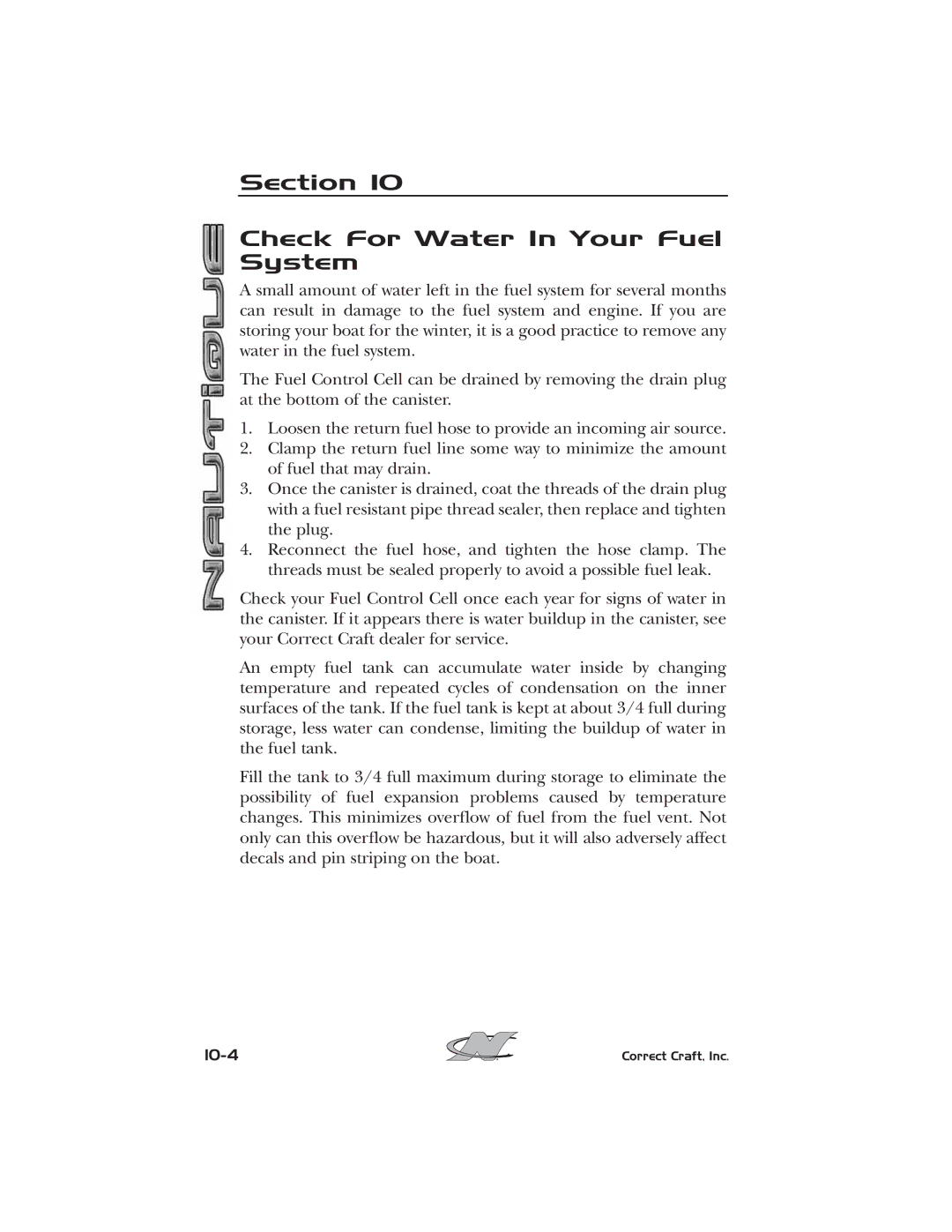 Nautique 2008 70141 manual Section Check For Water In Your Fuel System 