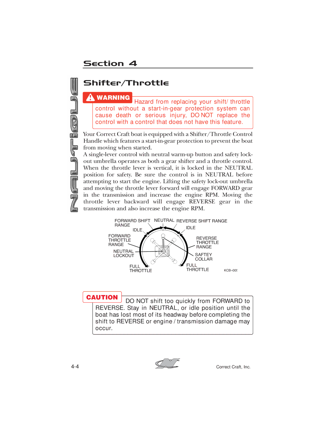 Nautique 2008 70141 manual Section Shifter/Throttle 