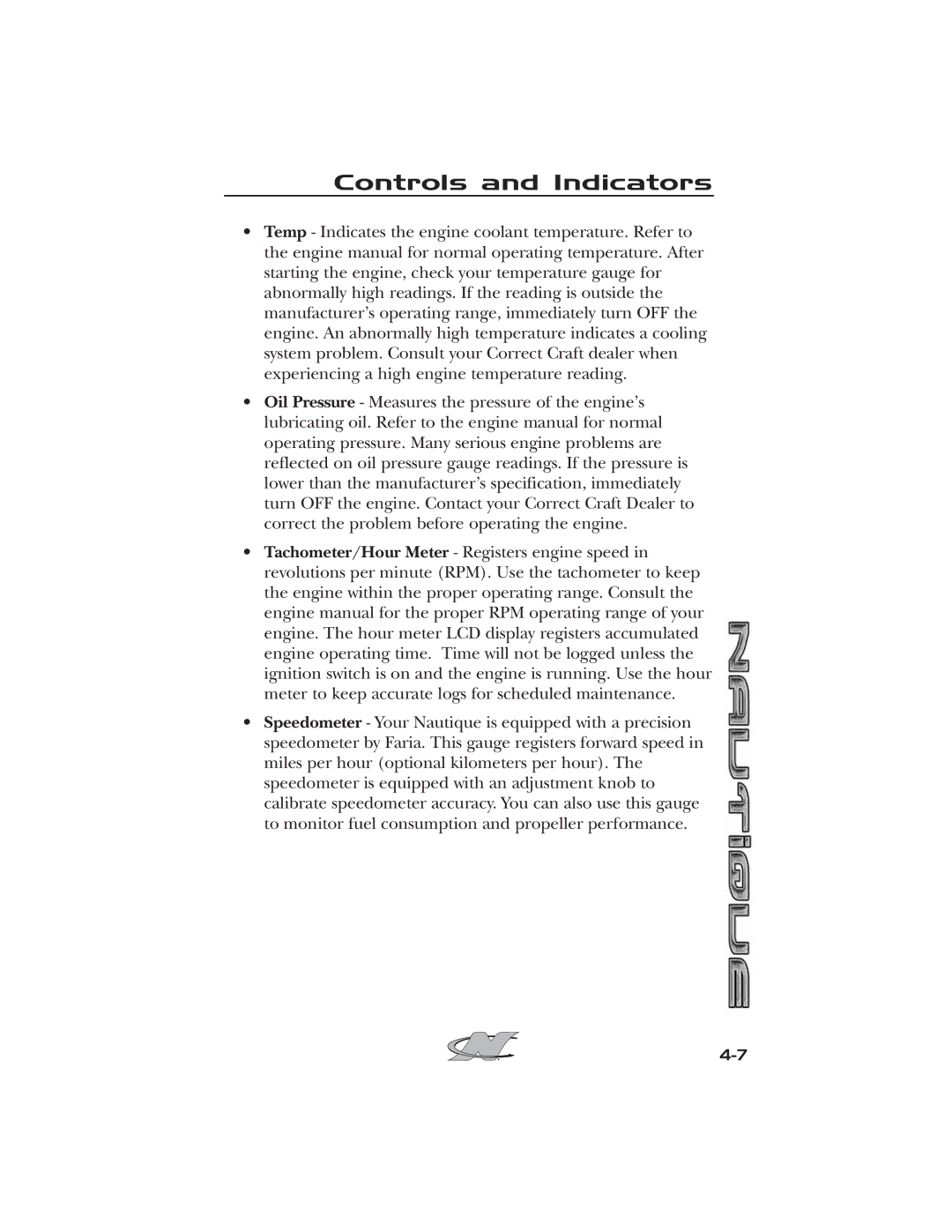 Nautique 2008 70141 manual Controls and Indicators 