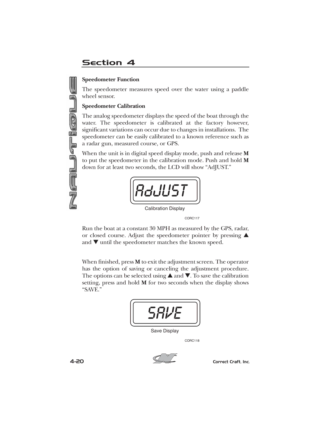 Nautique 2008 70141 manual Speedometer Function, Speedometer Calibration 