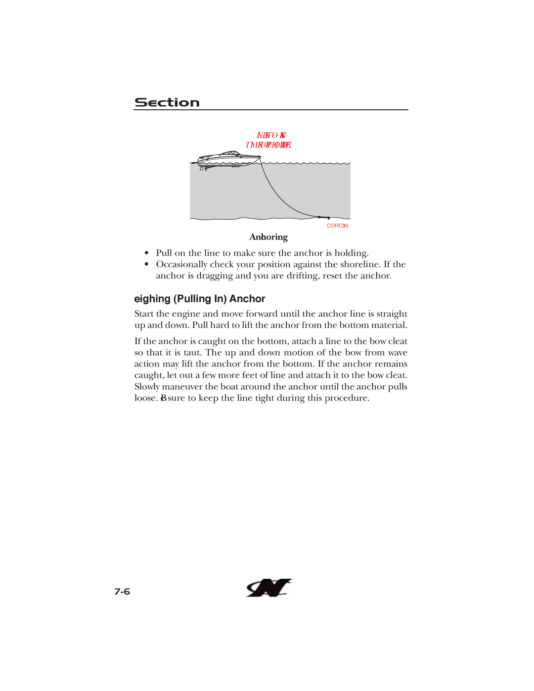 Nautique 90490 manual Weighing Pulling In Anchor, Anchoring 