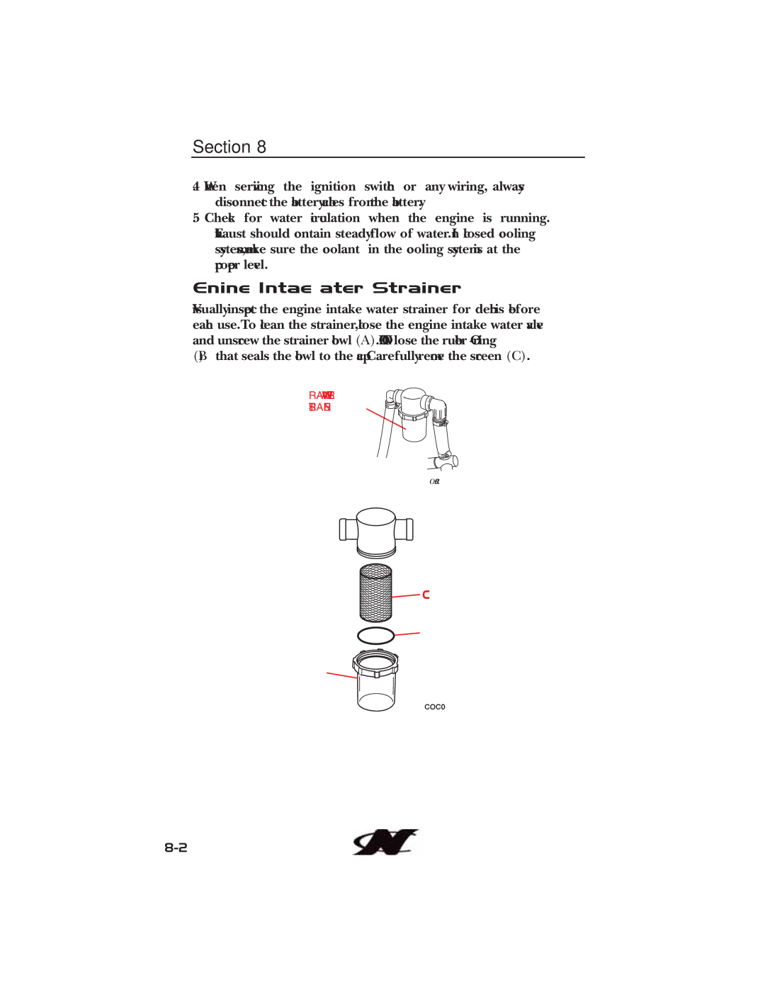Nautique 90490 manual Section, Engine Intake Water Strainer 
