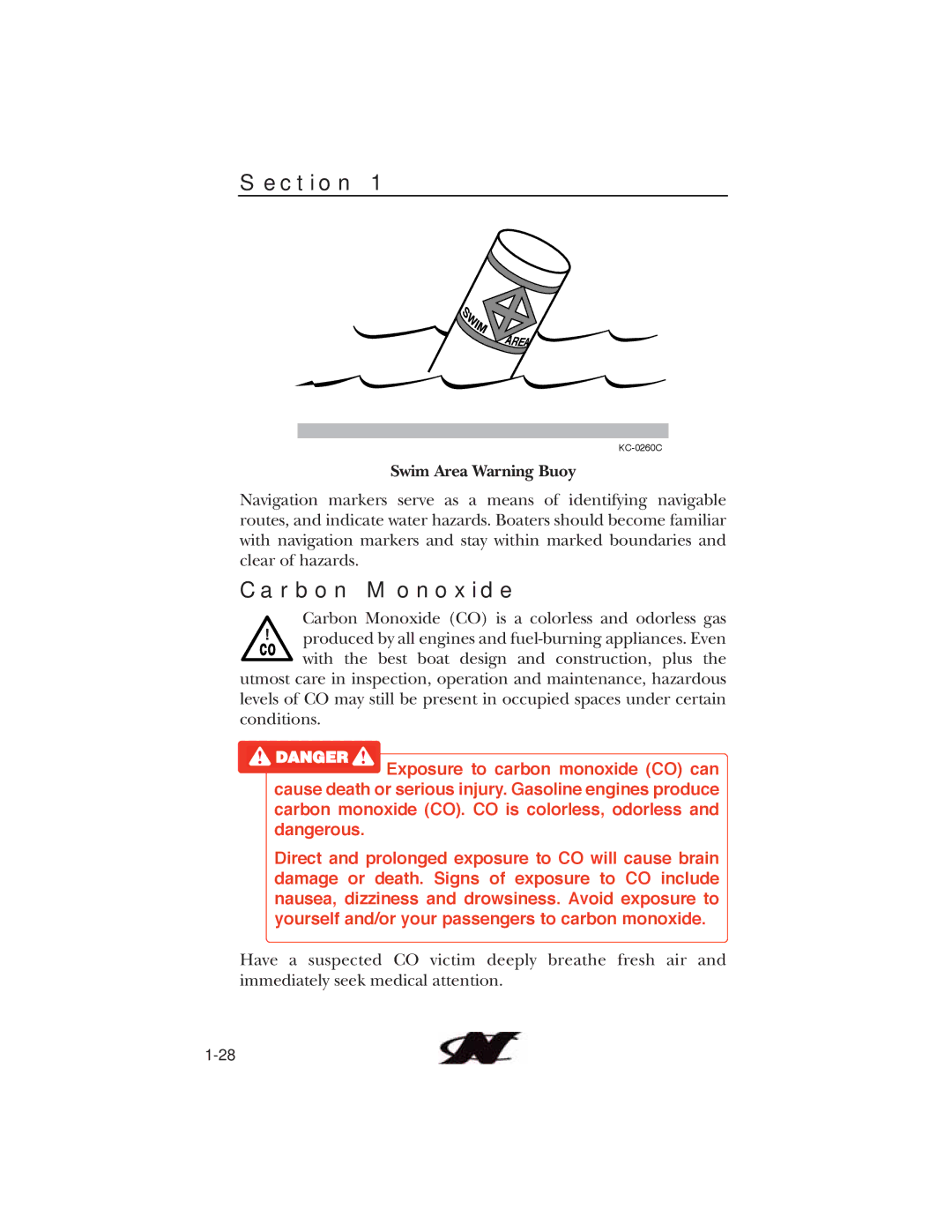 Nautique 90490 manual Carbon Monoxide, Swim Area Warning Buoy 