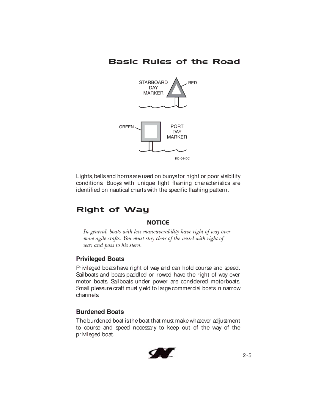 Nautique 90490 manual Right of Way, Privileged Boats, Burdened Boats 