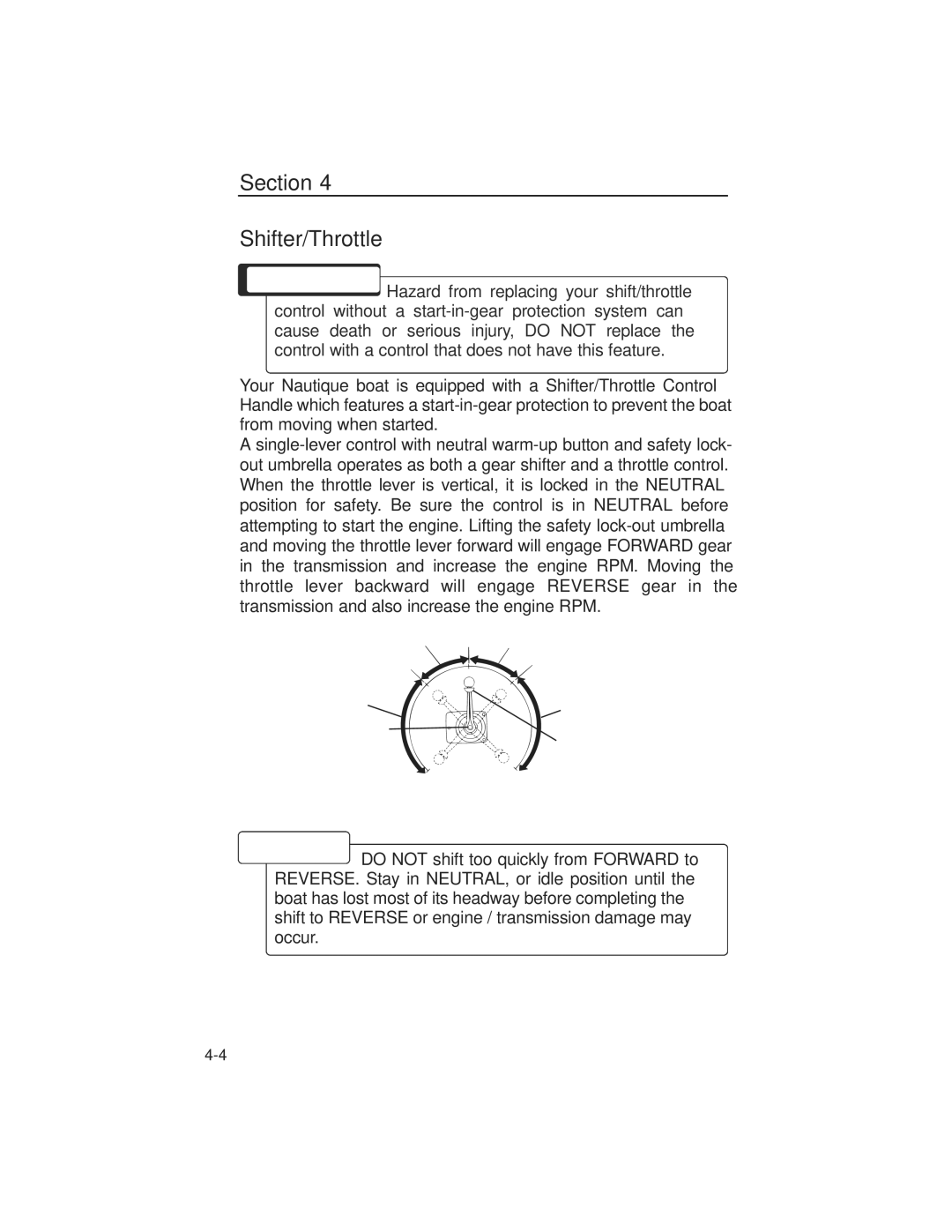 Nautique 90490 manual Section Shifter/Throttle 