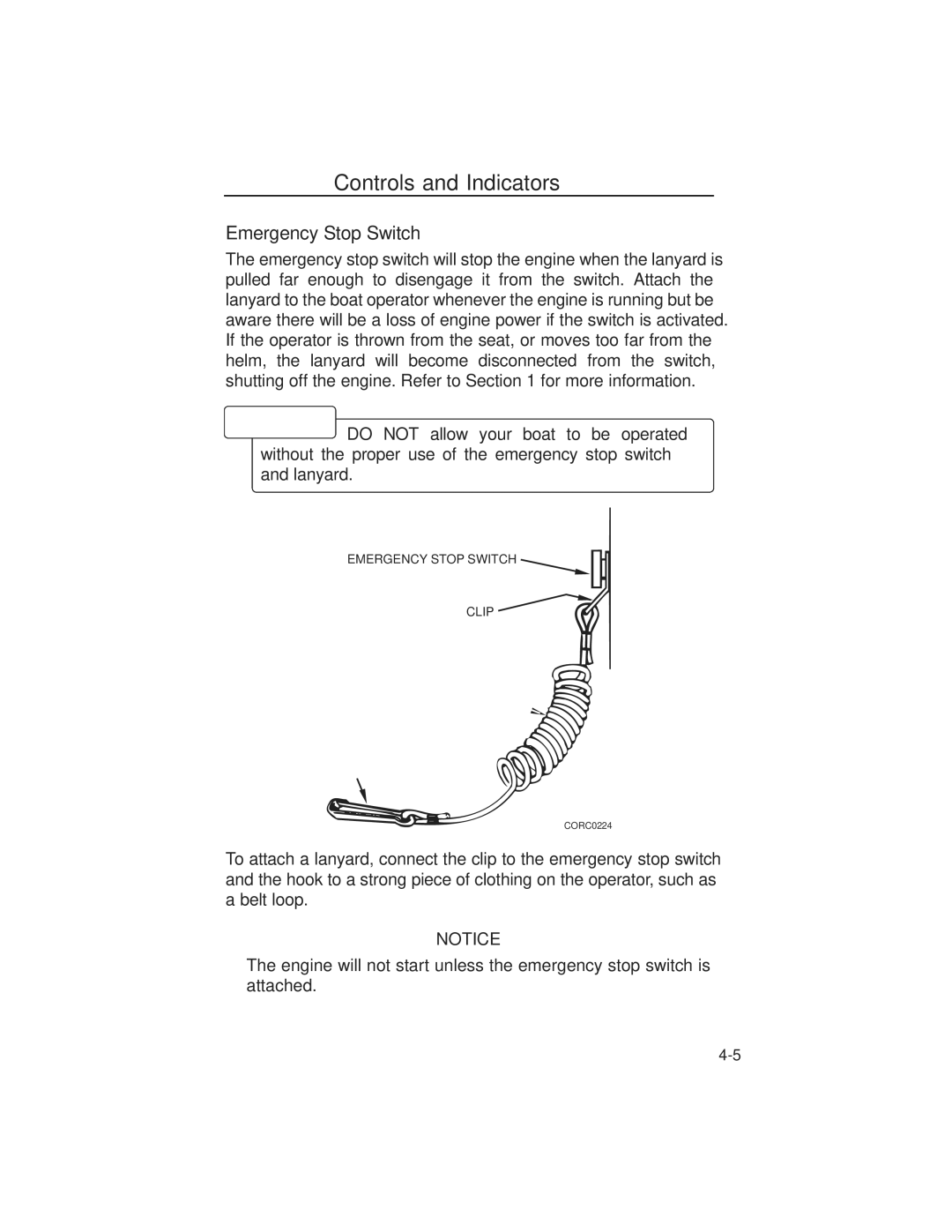 Nautique 90490 manual Emergency Stop Switch 