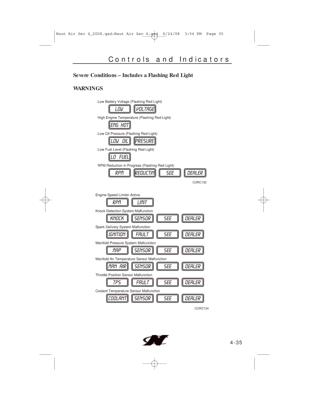 Nautique 80128, aire crossover manual Severe Conditions Includes a Flashing Red Light 