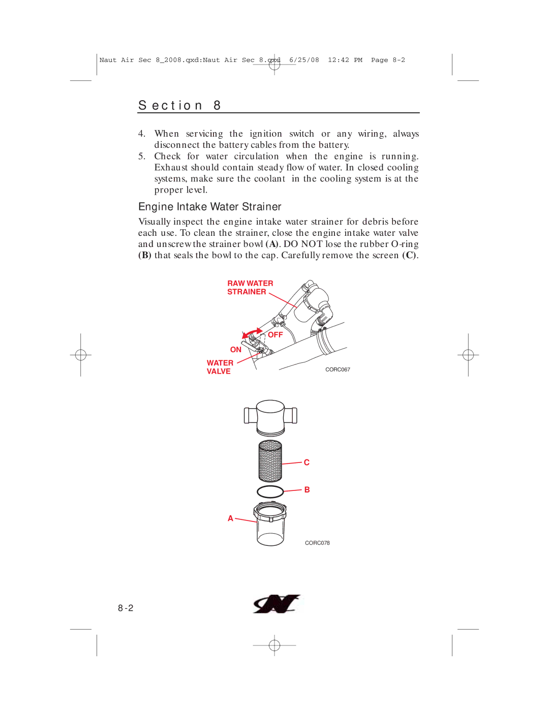 Nautique aire crossover, 80128 manual Engine Intake Water Strainer 