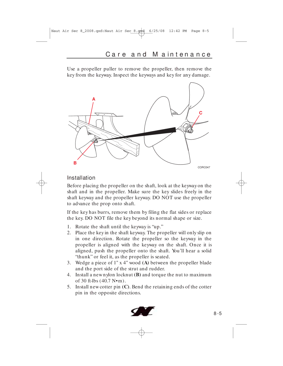 Nautique 80128, aire crossover manual Installation 