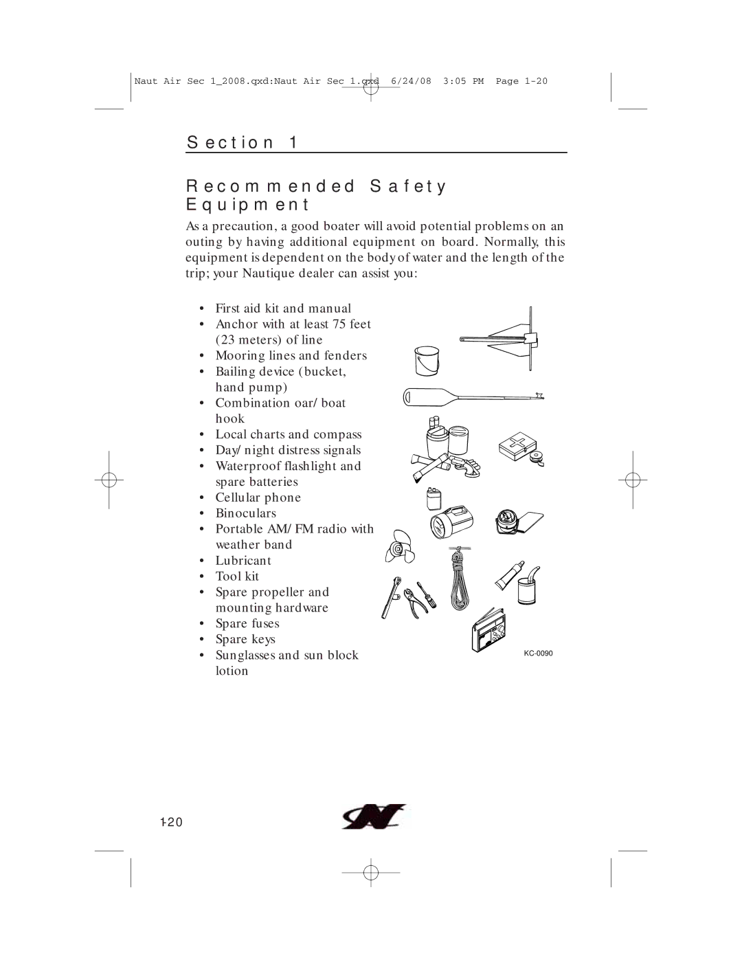 Nautique aire crossover, 80128 manual Section Recommended Safety Equipment 