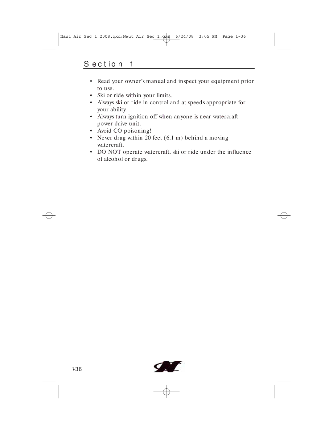 Nautique aire crossover, 80128 manual Section 