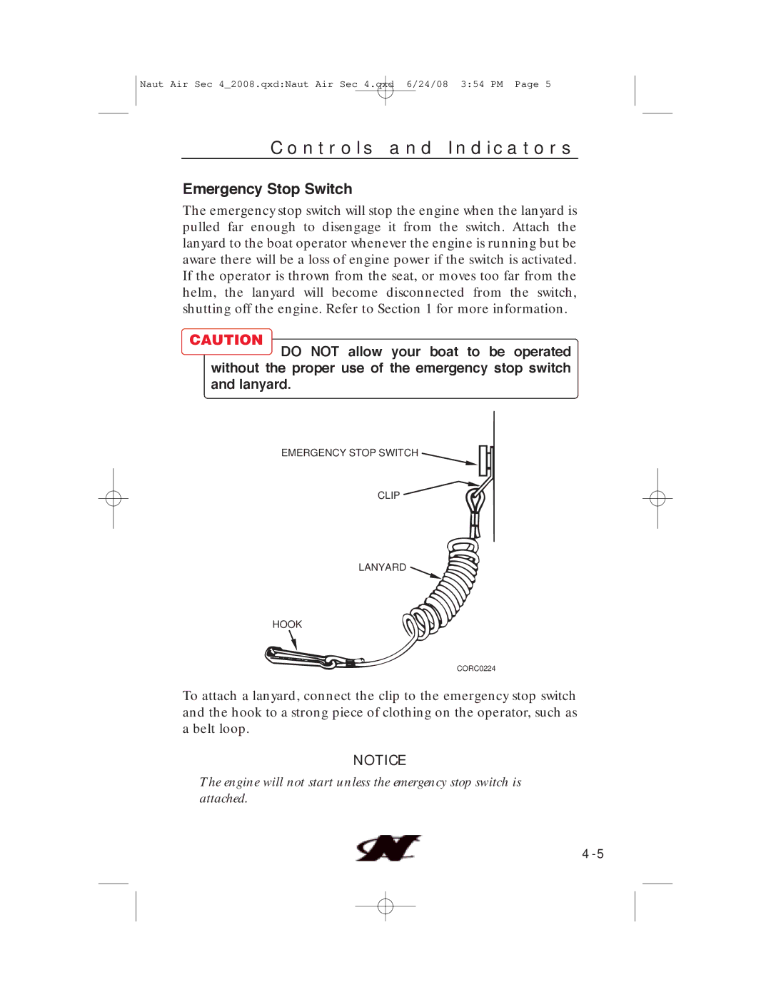 Nautique 80128, aire crossover manual Emergency Stop Switch 