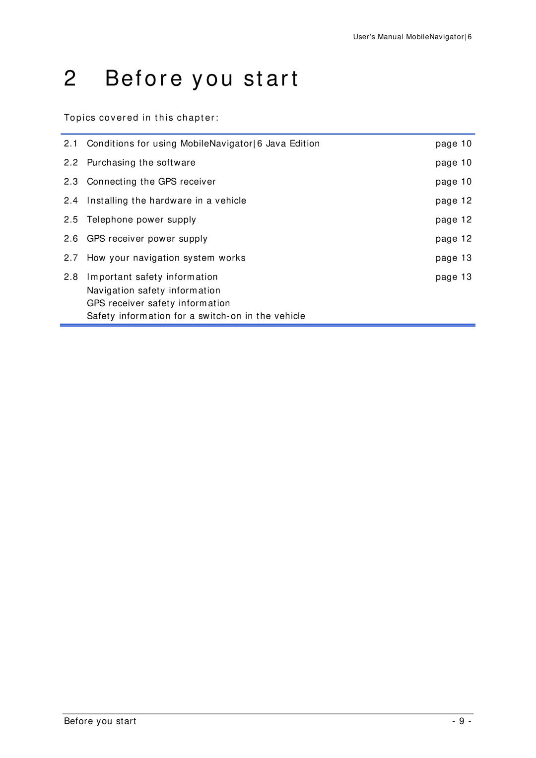 Navigon MN 6 user manual Before you start, Topics covered in this chapter 