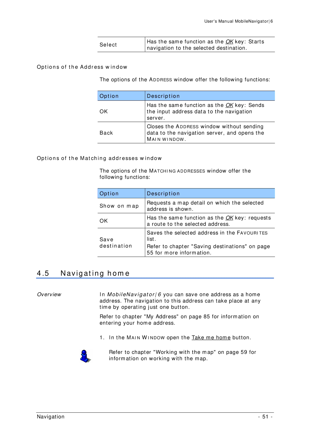 Navigon MN 6 user manual Navigating home 