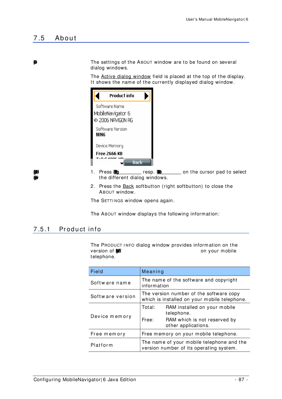 Navigon MN 6 user manual Product info 